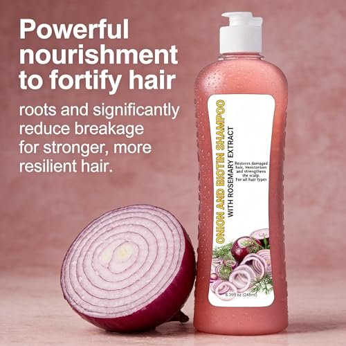 Onion Rosemary Shampoo with Biotin & Citric Acid - Nourishing Hair Care for Dry, Damaged Hair, Promotes Shine and Healthy-Looking Strands (8.39 Fl Oz) - görsel 6