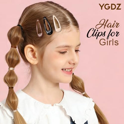 YGDZ 550-Piece Hair Barrettes Kit – 2-Inch Snap Hair Clips (50 PCS) & Elastic Rubber Bands (500 PCS) – Metal Hair Clips for Women & Girls, 5 Colors