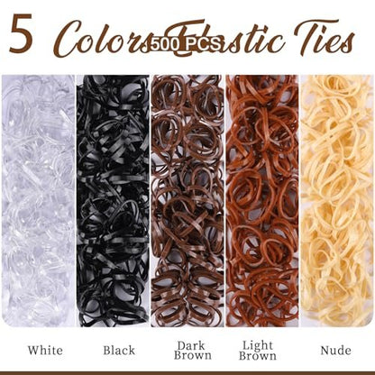 YGDZ 550-Piece Hair Barrettes Kit – 2-Inch Snap Hair Clips (50 PCS) & Elastic Rubber Bands (500 PCS) – Metal Hair Clips for Women & Girls, 5 Colors