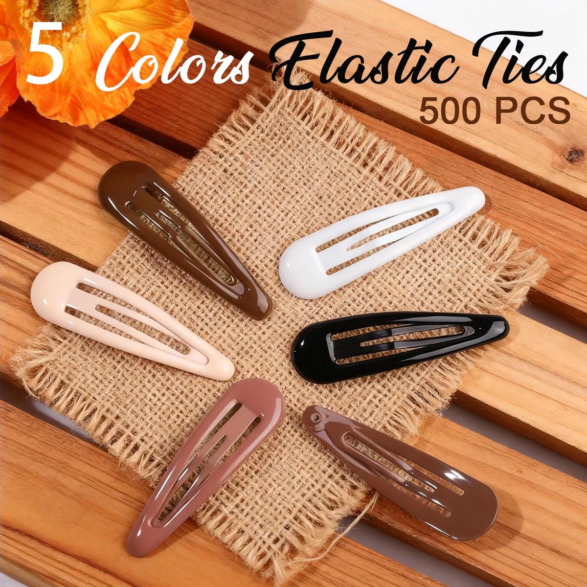 YGDZ 550-Piece Hair Barrettes Kit – 2-Inch Snap Hair Clips (50 PCS) & Elastic Rubber Bands (500 PCS) – Metal Hair Clips for Women & Girls, 5 Colors - görsel 5