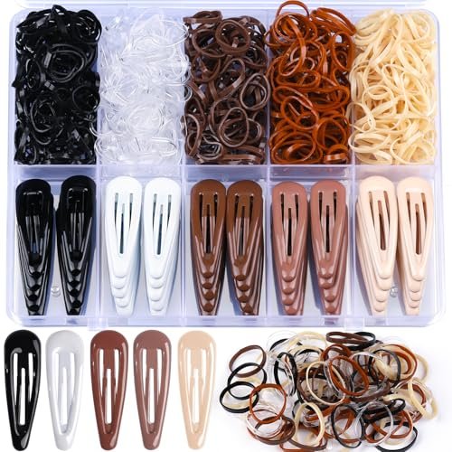 YGDZ 550-Piece Hair Barrettes Kit – 2-Inch Snap Hair Clips (50 PCS) & Elastic Rubber Bands (500 PCS) – Metal Hair Clips for Women & Girls, 5 Colors - görsel 2