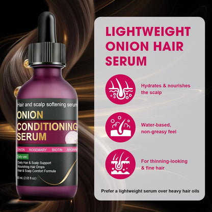 Onion Hair Growth Serum for Scalp & Hair Care - Hydrating Serum with Onion Extract, Rosemary & Biotin, Lightweight Daily Care for Fuller-Looking Hair (2.03 FL OZ) Avelisse
