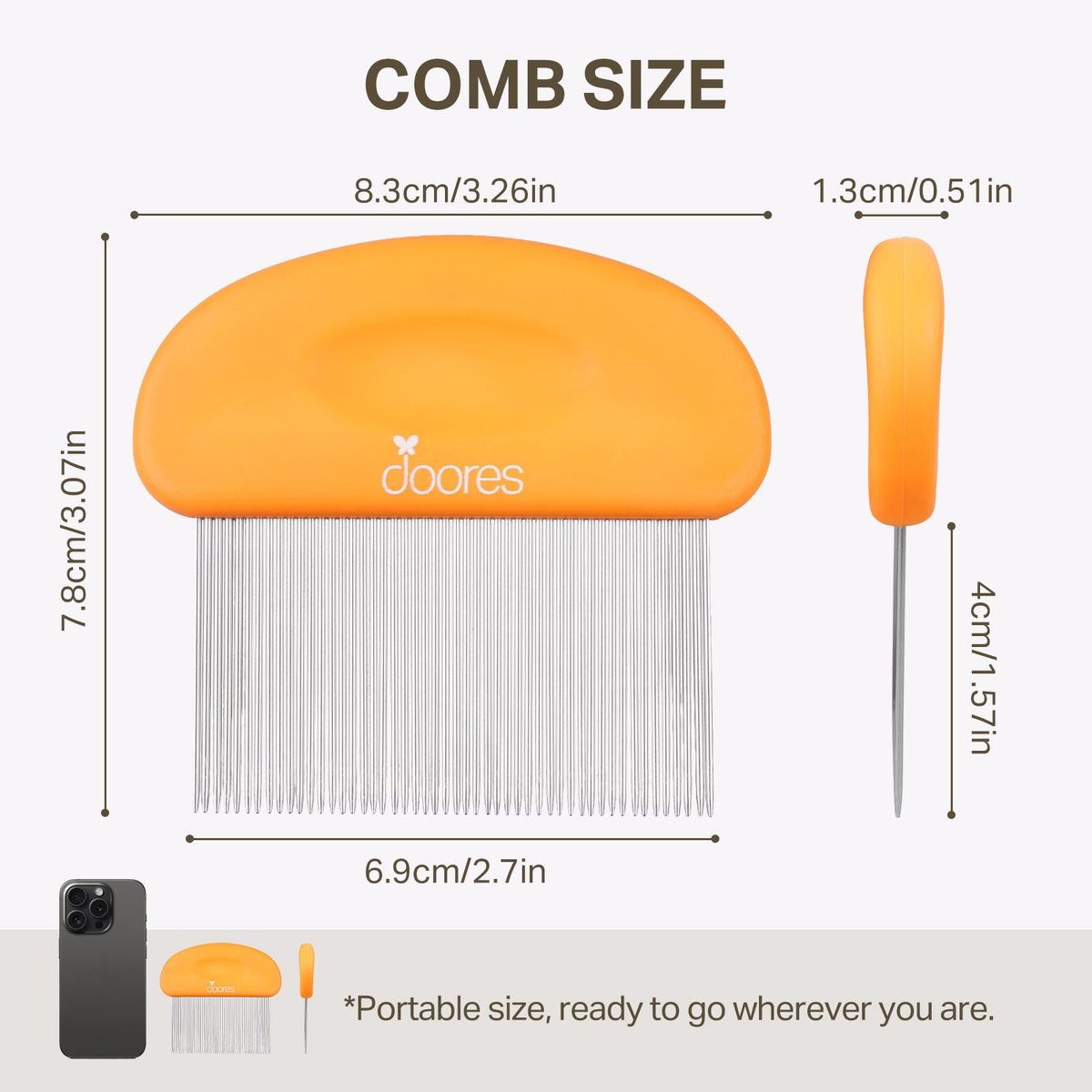 DOORES Tape In Extensions Remover Comb – Stainless Steel Fine Teeth for Quick & Easy Removal of Wigs & Hairpiece Adhesives – Detangler for Wet & Dry Hair – Orange - görsel 15