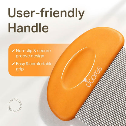 DOORES Tape In Extensions Remover Comb – Stainless Steel Fine Teeth for Quick & Easy Removal of Wigs & Hairpiece Adhesives – Detangler for Wet & Dry Hair – Orange