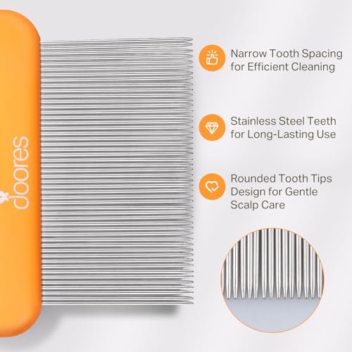DOORES Tape In Extensions Remover Comb – Stainless Steel Fine Teeth for Quick & Easy Removal of Wigs & Hairpiece Adhesives – Detangler for Wet & Dry Hair – Orange - görsel 12