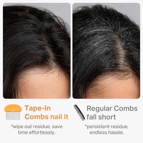 DOORES Tape In Extensions Remover Comb – Stainless Steel Fine Teeth for Quick & Easy Removal of Wigs & Hairpiece Adhesives – Detangler for Wet & Dry Hair – Orange - görsel 6