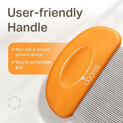 DOORES Tape In Extensions Remover Comb – Stainless Steel Fine Teeth for Quick & Easy Removal of Wigs & Hairpiece Adhesives – Detangler for Wet & Dry Hair – Orange