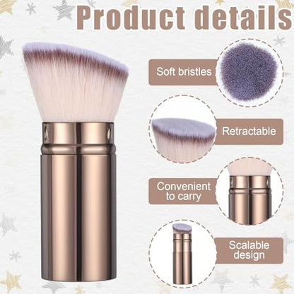 Retractable Blush Brush & Kabuki Brush – All-in-One Travel Foundation Brush with Aluminum Handle | Xelsluthe