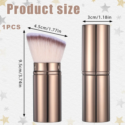Retractable Blush Brush & Kabuki Brush – All-in-One Travel Foundation Brush with Aluminum Handle | Xelsluthe