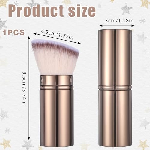 Retractable Blush Brush & Kabuki Brush – All-in-One Travel Foundation Brush with Aluminum Handle | Xelsluthe - görsel 4