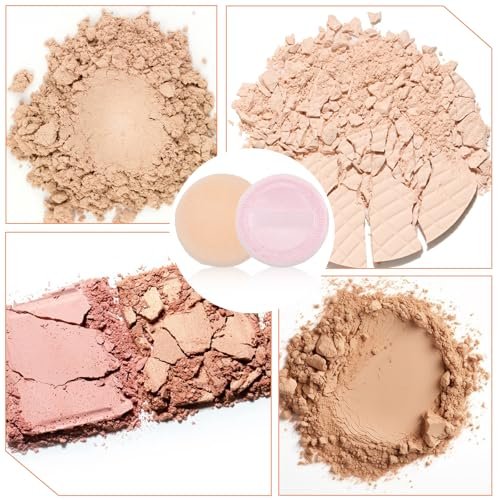 Bremorou 12-Piece Round Setting Powder Puffs – Soft Cotton Cosmetic Sponges with Ribbon for Loose & Pressed Powder (Pink & Beige) - görsel 12