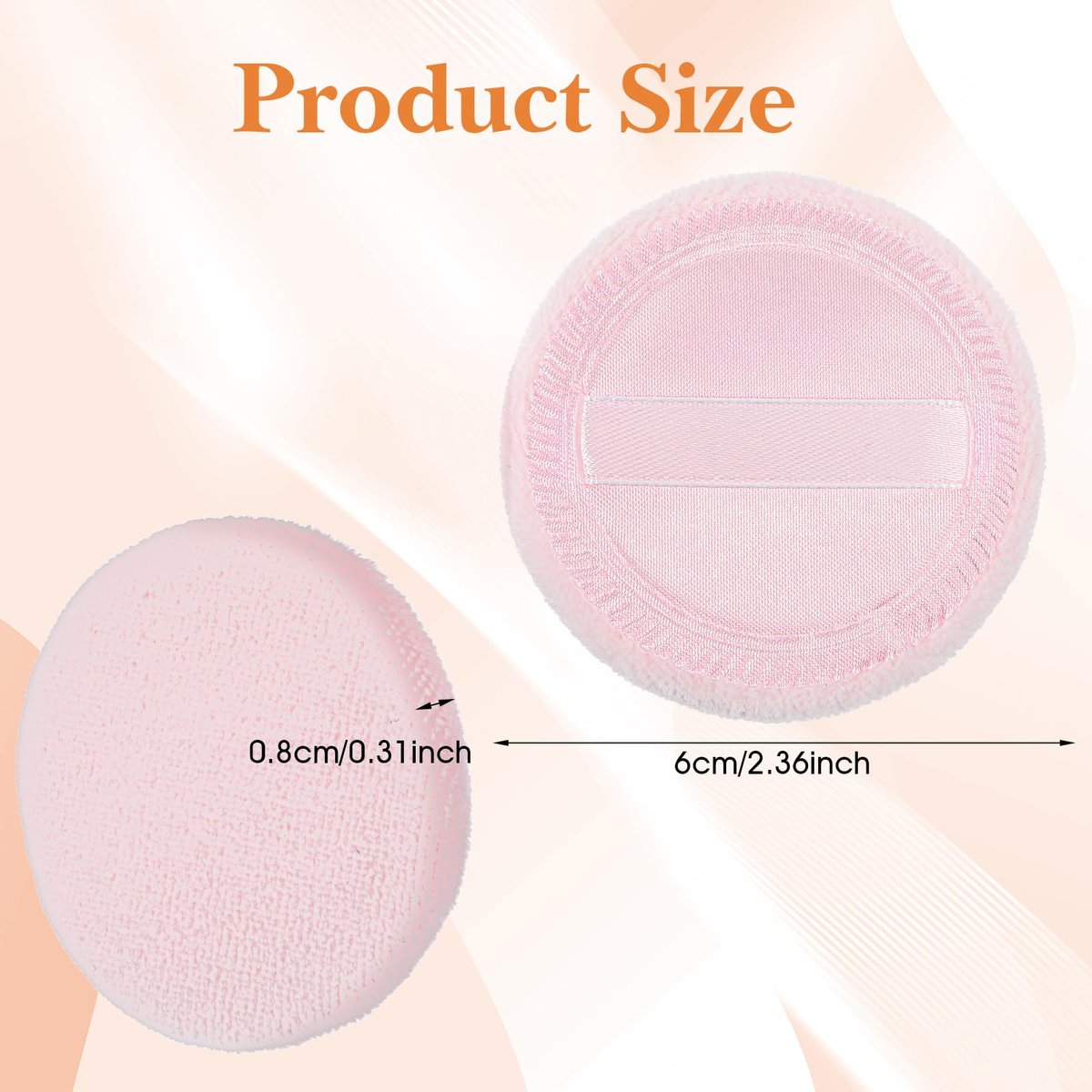 Bremorou 12-Piece Round Setting Powder Puffs – Soft Cotton Cosmetic Sponges with Ribbon for Loose & Pressed Powder (Pink & Beige) - görsel 3
