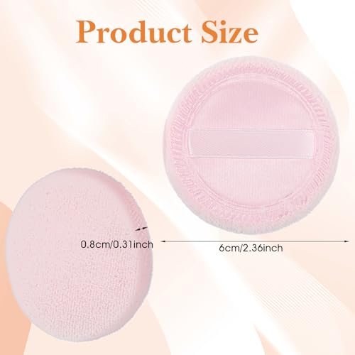 Bremorou 12-Piece Round Setting Powder Puffs – Soft Cotton Cosmetic Sponges with Ribbon for Loose & Pressed Powder (Pink & Beige) - görsel 4