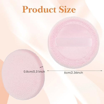 Bremorou 12-Piece Round Setting Powder Puffs – Soft Cotton Cosmetic Sponges with Ribbon for Loose & Pressed Powder (Pink & Beige)