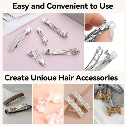 20 Pack Silver Metal French Barrette Hair Clips 2.4" & 3" - DIY Craft Snap Hair Clasps