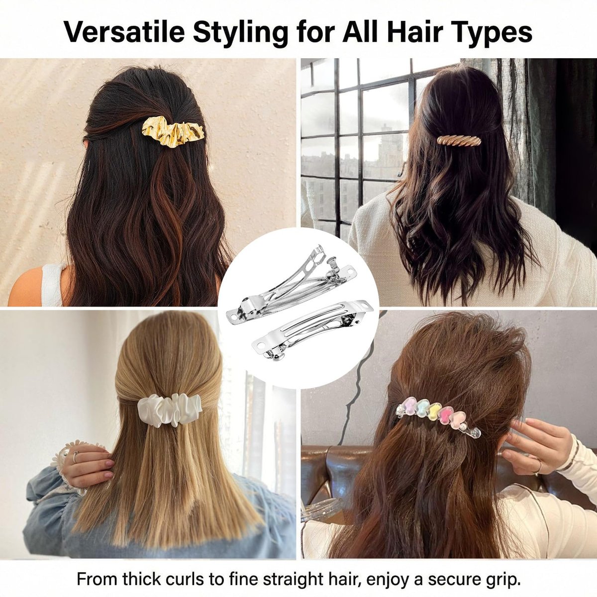 20 Pack Silver Metal French Barrette Hair Clips 2.4" & 3" - DIY Craft Snap Hair Clasps - görsel 5