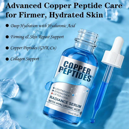 GHK-Cu Copper Peptide Serum with Hyaluronic Acid - Lightweight Deep Hydration Face Serum for Smooth & Plumping Feel Avelisse