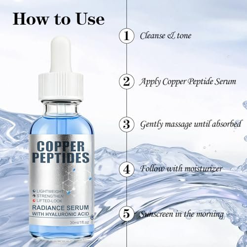 GHK-Cu Copper Peptide Serum with Hyaluronic Acid - Lightweight Deep Hydration Face Serum for Smooth & Plumping Feel Avelisse
