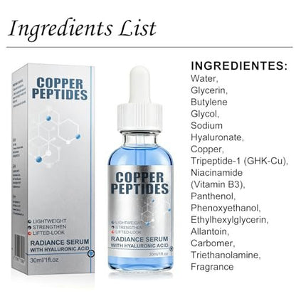 GHK-Cu Copper Peptide Serum with Hyaluronic Acid - Lightweight Deep Hydration Face Serum for Smooth & Plumping Feel Avelisse