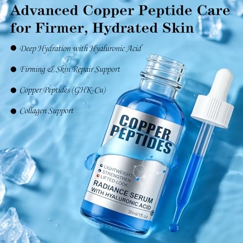 GHK-Cu Copper Peptide Serum with Hyaluronic Acid - Lightweight Deep Hydration Face Serum for Smooth & Plumping Feel Avelisse