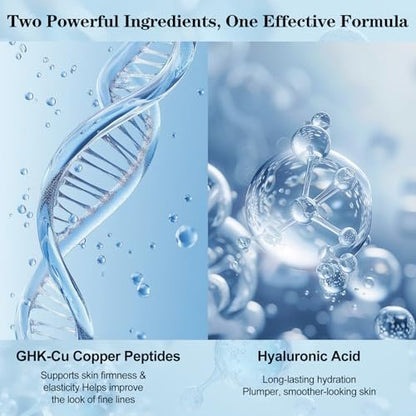 GHK-Cu Copper Peptide Serum with Hyaluronic Acid - Lightweight Deep Hydration Face Serum for Smooth & Plumping Feel Avelisse