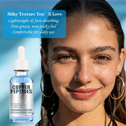 GHK-Cu Copper Peptide Serum with Hyaluronic Acid - Lightweight Deep Hydration Face Serum for Smooth & Plumping Feel Avelisse