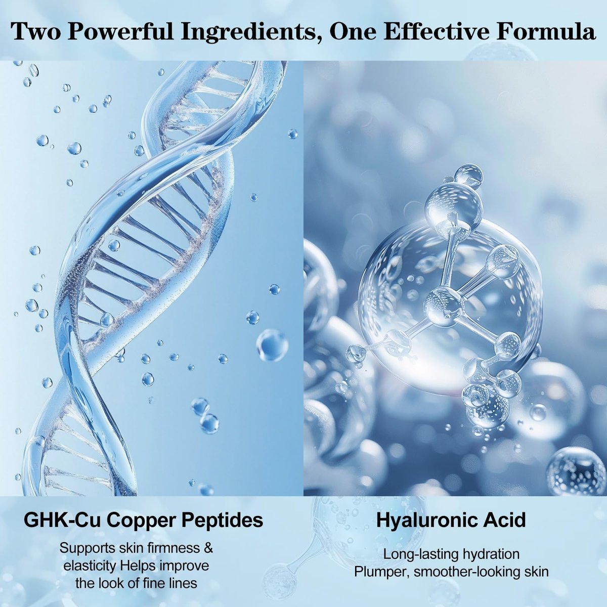 GHK-Cu Copper Peptide Serum with Hyaluronic Acid - Lightweight Deep Hydration Face Serum for Smooth & Plumping Feel Avelisse