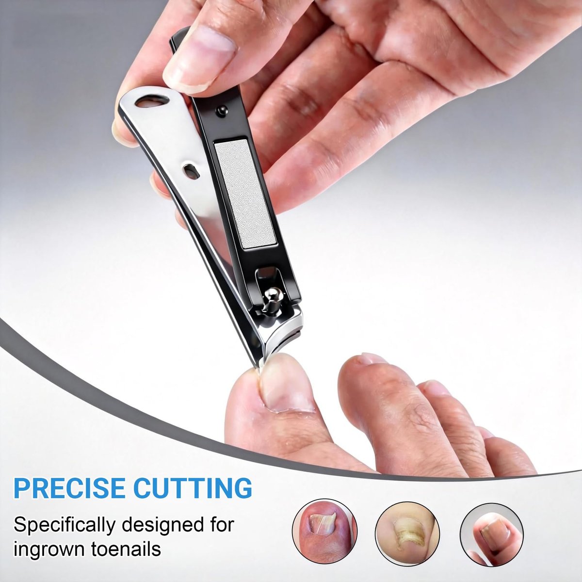 IWLUFK Upgraded Slanted Ingrown Toenail Clippers for Men Women Seniors – Sharp Stainless Steel Curved Toe Nail Trimmer with File for Thick Nails, Angled Nail Cutter - görsel 5
