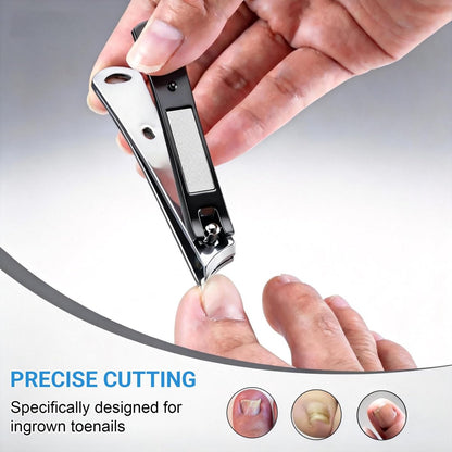 IWLUFK Upgraded Slanted Ingrown Toenail Clippers for Men Women Seniors – Sharp Stainless Steel Curved Toe Nail Trimmer with File for Thick Nails, Angled Nail Cutter