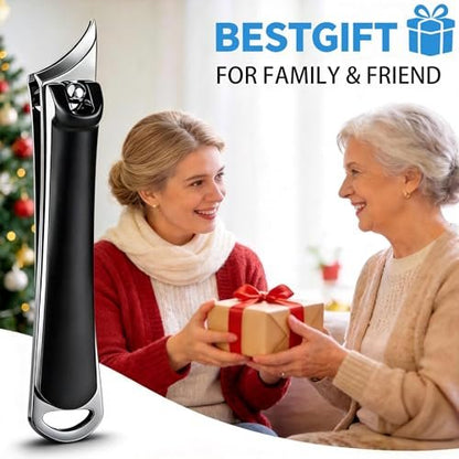 IWLUFK Upgraded Slanted Ingrown Toenail Clippers for Men Women Seniors – Sharp Stainless Steel Curved Toe Nail Trimmer with File for Thick Nails, Angled Nail Cutter