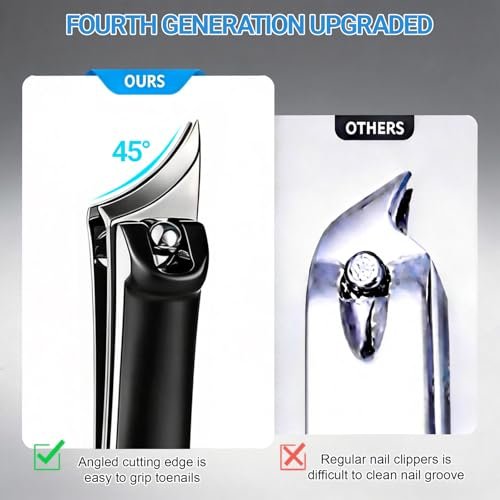 IWLUFK Upgraded Slanted Ingrown Toenail Clippers for Men Women Seniors – Sharp Stainless Steel Curved Toe Nail Trimmer with File for Thick Nails, Angled Nail Cutter - görsel 4