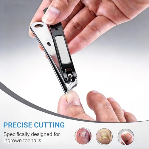 IWLUFK Upgraded Slanted Ingrown Toenail Clippers for Men Women Seniors – Sharp Stainless Steel Curved Toe Nail Trimmer with File for Thick Nails, Angled Nail Cutter - görsel 6