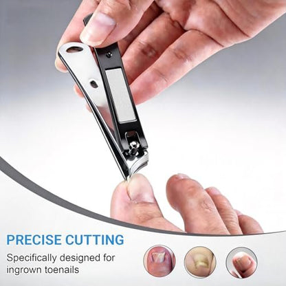 IWLUFK Upgraded Slanted Ingrown Toenail Clippers for Men Women Seniors – Sharp Stainless Steel Curved Toe Nail Trimmer with File for Thick Nails, Angled Nail Cutter