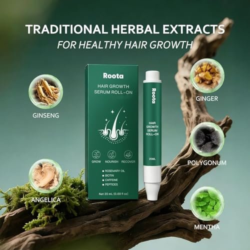 Roota Hair Growth Serum Roll-On – Revitalize Scalp for Thicker, Healthier Hair, 25ml (Pack of 2) Avelisse