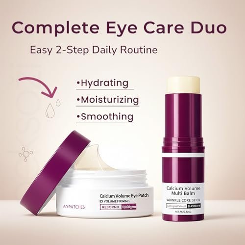Peksozi Eye Care Set – Calcium Multi Balm Stick + Under Eye Patches 30 Pairs, Collagen Moisturizing Stick, Nourishing Calcium Volume Balm, Gentle Eye Care & Daily Skincare Avelisse
