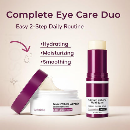 Peksozi Eye Care Set – Calcium Multi Balm Stick + Under Eye Patches 30 Pairs, Collagen Moisturizing Stick, Nourishing Calcium Volume Balm, Gentle Eye Care & Daily Skincare Avelisse