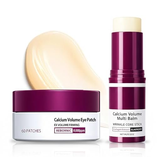 Peksozi Eye Care Set – Calcium Multi Balm Stick + Under Eye Patches 30 Pairs, Collagen Moisturizing Stick, Nourishing Calcium Volume Balm, Gentle Eye Care & Daily Skincare Avelisse
