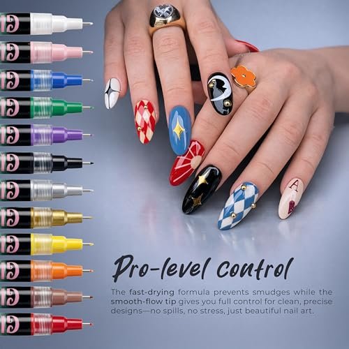 GIDEROS 12-Color Nail Art Markers - 0.5mm Precision Polish Pens for DIY Nail Art, Ideal for Professionals & Beginners Avelisse