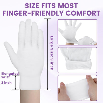 UGODAR 60 Pcs White Cotton Gloves for Dry Hands Sleeping, Soft Moisturizing Overnight SPA Gloves for Eczema, Men Women Stretchable Lotion Gloves for Coin Jewelry Silver Art Handling