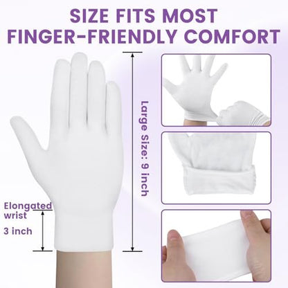UGODAR 60 Pcs White Cotton Gloves for Dry Hands Sleeping, Soft Moisturizing Overnight SPA Gloves for Eczema, Men Women Stretchable Lotion Gloves for Coin Jewelry Silver Art Handling