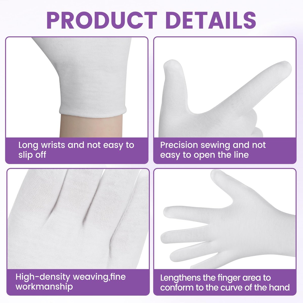 UGODAR 60 Pcs White Cotton Gloves for Dry Hands Sleeping, Soft Moisturizing Overnight SPA Gloves for Eczema, Men Women Stretchable Lotion Gloves for Coin Jewelry Silver Art Handling - görsel 15