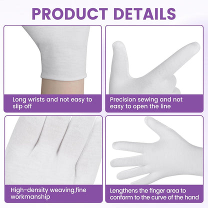 UGODAR 60 Pcs White Cotton Gloves for Dry Hands Sleeping, Soft Moisturizing Overnight SPA Gloves for Eczema, Men Women Stretchable Lotion Gloves for Coin Jewelry Silver Art Handling