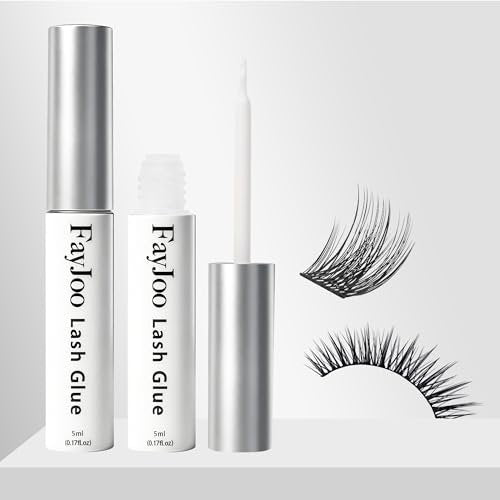 Strong Hold Eyelash Glue for Sensitive Eyes – Ultimate Waterproof Lash Adhesive, Dries Clear, Latex-Free & Hypoallergenic, FayJoo White/Clear Bond, 5ml - görsel 2