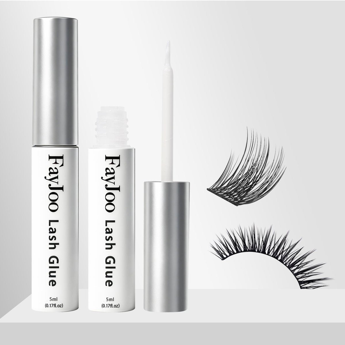Strong Hold Eyelash Glue for Sensitive Eyes – Ultimate Waterproof Lash Adhesive, Dries Clear, Latex-Free & Hypoallergenic, FayJoo White/Clear Bond, 5ml - görsel 1