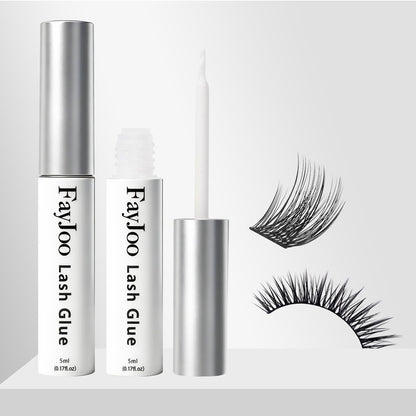 Strong Hold Eyelash Glue for Sensitive Eyes – Ultimate Waterproof Lash Adhesive, Dries Clear, Latex-Free & Hypoallergenic, FayJoo White/Clear Bond, 5ml