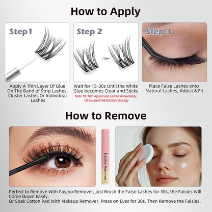 Strong Hold Eyelash Glue for Sensitive Eyes – Ultimate Waterproof Lash Adhesive, Dries Clear, Latex-Free & Hypoallergenic, FayJoo White/Clear Bond, 5ml