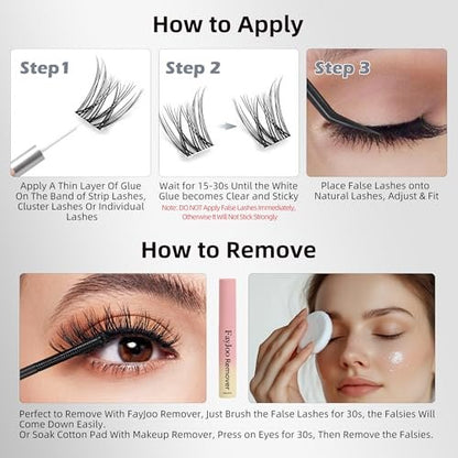 Strong Hold Eyelash Glue for Sensitive Eyes – Ultimate Waterproof Lash Adhesive, Dries Clear, Latex-Free & Hypoallergenic, FayJoo White/Clear Bond, 5ml