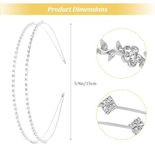 shuielai 4 Pcs Silver Rhinestone Headband Set - Bridal Crystal Tiara Crown Hair Accessories for Women & Girls - görsel 5