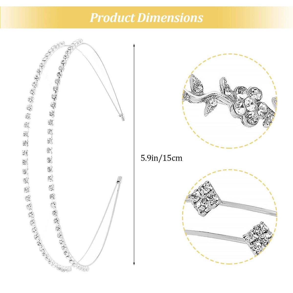 shuielai 4 Pcs Silver Rhinestone Headband Set - Bridal Crystal Tiara Crown Hair Accessories for Women & Girls - görsel 6