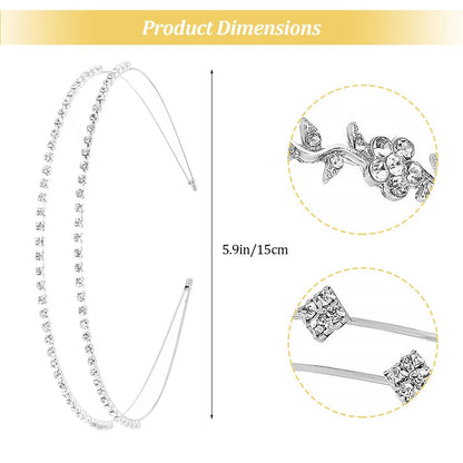 shuielai 4 Pcs Silver Rhinestone Headband Set - Bridal Crystal Tiara Crown Hair Accessories for Women & Girls